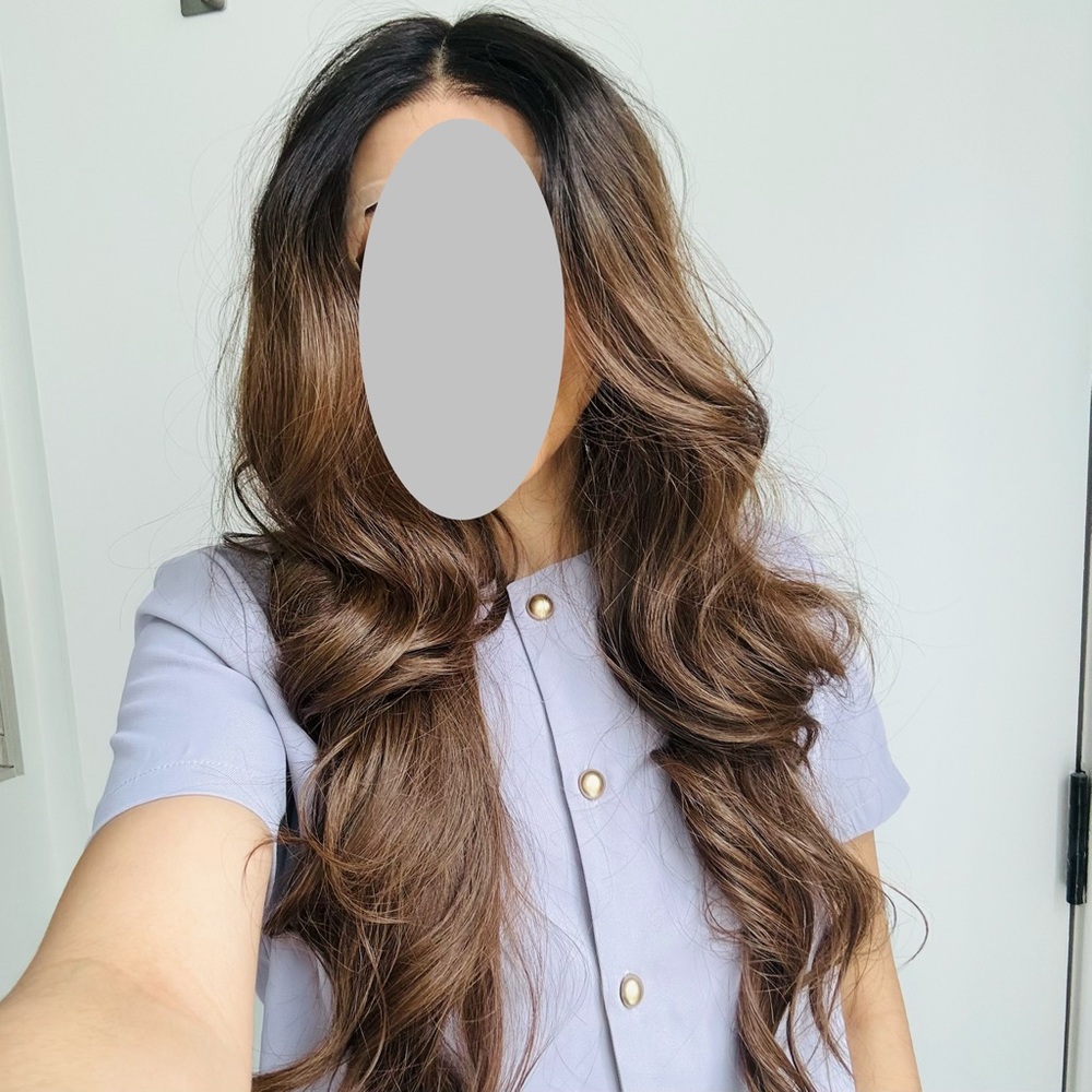 Etsy Wig New Long Ash Brown Wavy Synthetic Lace Front Wig | Black Roots